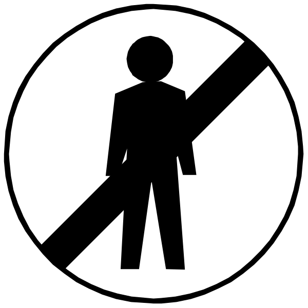 The black and white sign shows a figure of an adult male with no arms standing next to another symbol that indicates prohibition against smoking in this area.