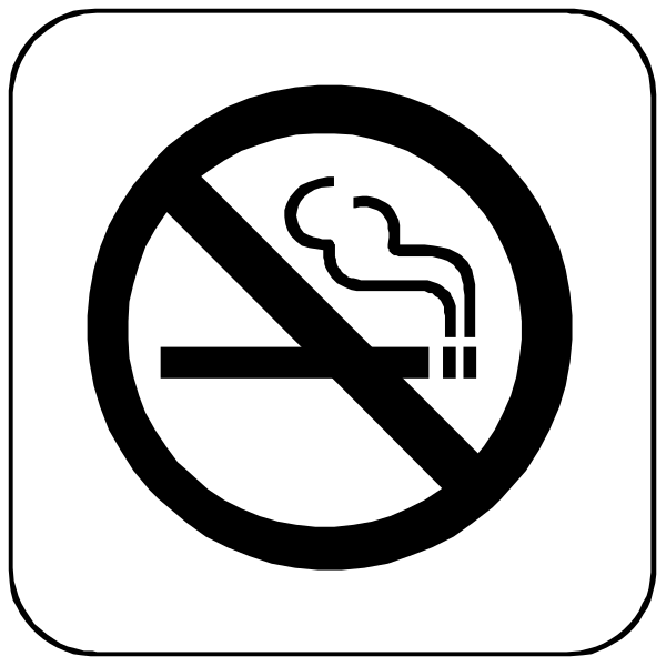 The image shows a no smoking sign with an additional symbol indicating that cigarettes may be present nearby.