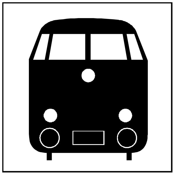 The image shows a black and white icon of an old Volkswagen bus with two windows on each side, positioned above another smaller square that contains text "GYPSY VAN" in capital letters inside it.