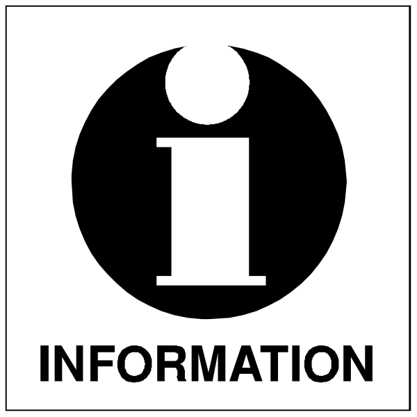 The image shows a black and white icon with an information symbol inside it, indicating that there is some kind of informational content within this area.