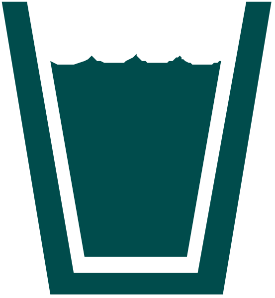 The image shows a graphic of an ice bucket with liquid inside it placed next to another icon that represents water droplets falling into the glass from above.