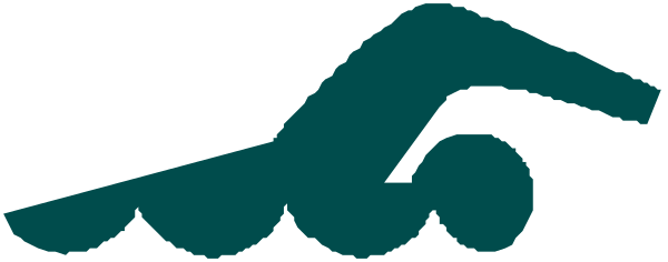 The image shows a logo with stylized text that reads "Sports" above an abstract design resembling waves in blue on top of what appears to be water-like shapes below it.