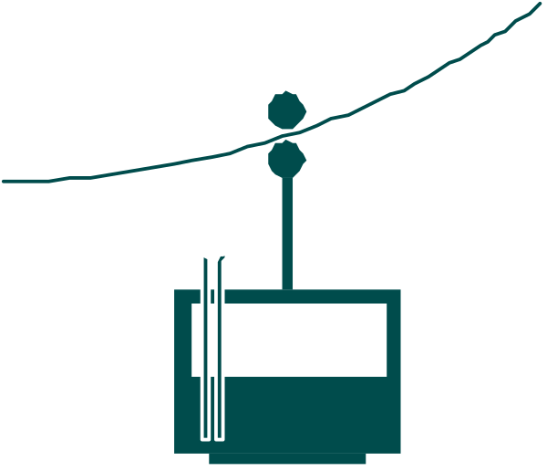 The image shows a stylized illustration of an electrical power line with two transformers connected to it against a dark background; there is also what appears to be a small building at one end of the wire, and below that structure, three vertical bars resembling antennas or poles are visible.