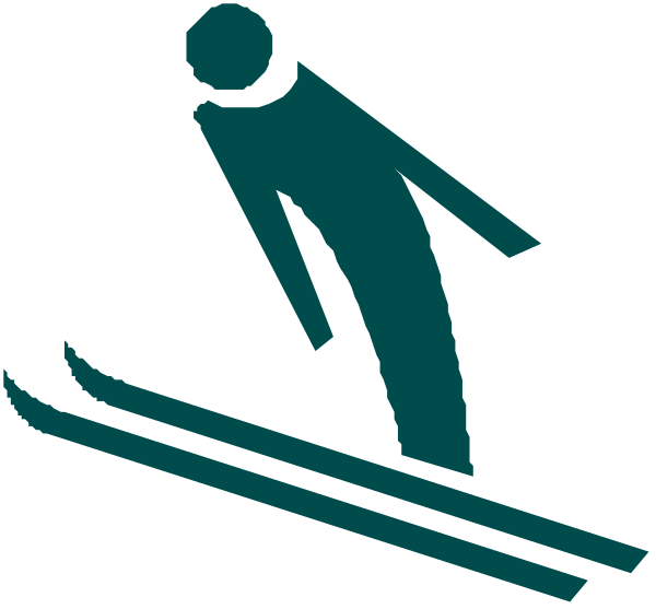 The image shows a stylized graphic of an icon with two skis pointing upwards to represent skiing, accompanied by text that reads "Ski Resort."