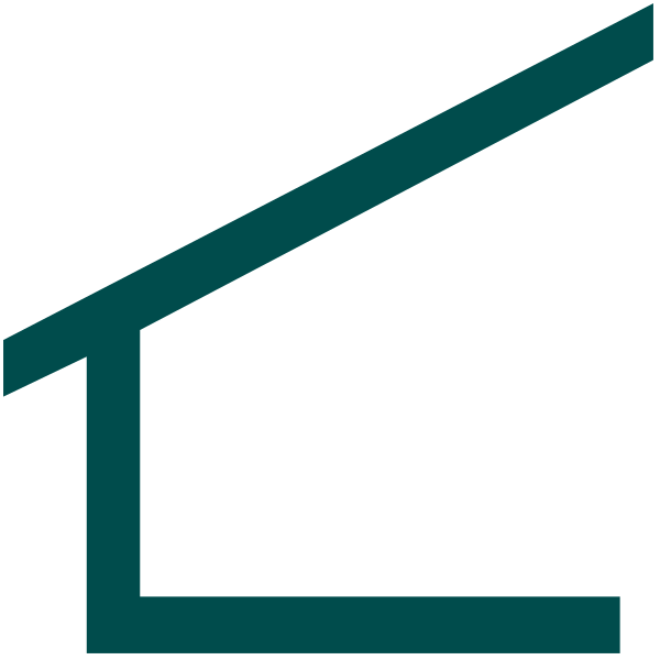 The image shows a stylized graphic of an upside down house with two lines intersecting at its peak to form what appears like a roofline above it.