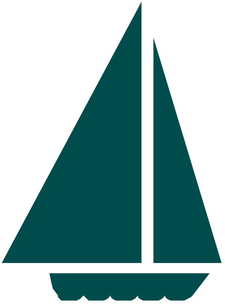 The image shows a stylized sailboat icon with sails down against a plain background.