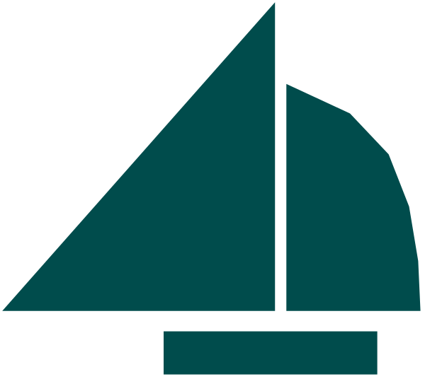 The image shows a stylized sailboat icon with an anchor symbol below it on what appears to be a nautical chart background.