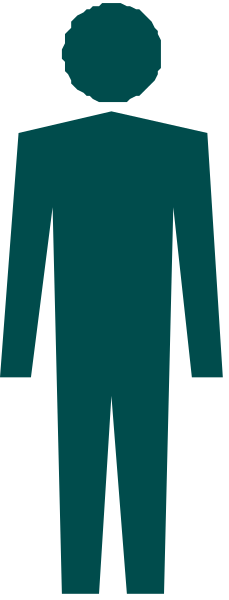The image shows a black silhouette of an adult human figure standing against what appears to be a gray background with vertical lines that create a patterned effect on either side of it.