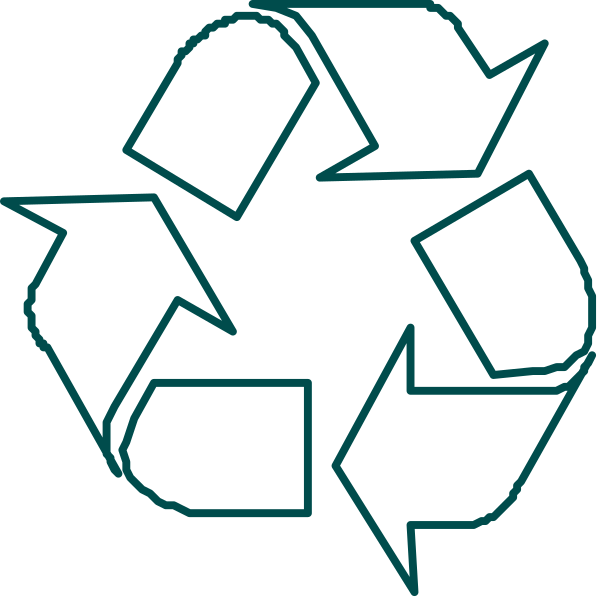 The image shows a recycling symbol with three arrows forming an interconnected loop around it, indicating that this is related to recycling; there's no text present in the clip-art illustration.