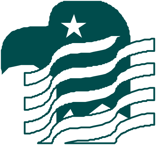 The logo of a state government agency with an emblem that includes waves and stars on top.