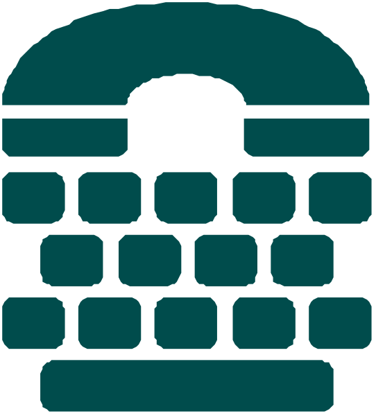 The image shows a stylized graphic of an old brick wall with what appears to be a lock on top, suggesting security or protection themes.