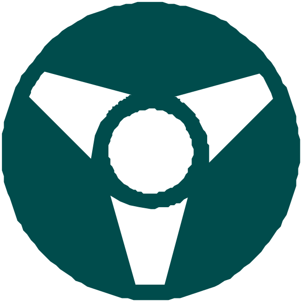 The image shows a logo with two circular symbols: on top left there's an icon of a person doing exercise (a silhouette), indicating physical activity; below it is another circle featuring what appears to be a gear, suggesting mechanics or technology-related services.