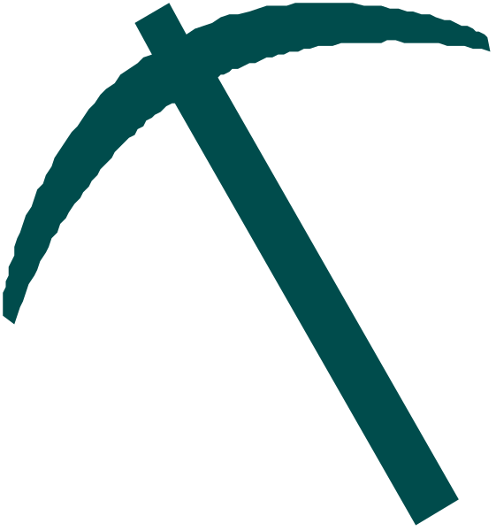 The logo features a stylized pickaxe with an 'A' inside it on top of what appears to be a mountain peak symbolizing mining activity in front of mountains under blue sky background.