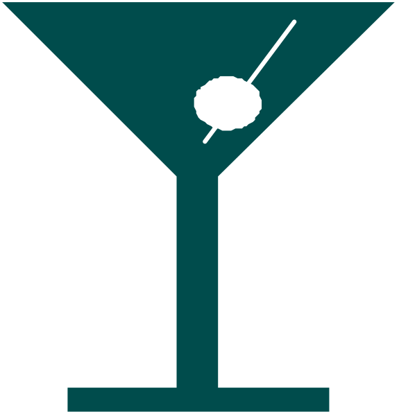 The image shows a stylized graphic of two drinks with straws on top: to their left is an icon representing a martini glass filled with what appears to be olive oil; next to it is another drink, which seems like a cocktail containing ice and garnishments such as lemon or lime.