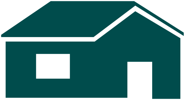 The image shows a simple black and white line drawing of an iconic house with two windows on each side at ground level, one window above them in the middle section, and a door centered below it.