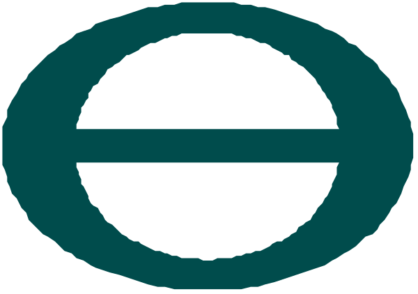 The logo of a company with two ovals connected by an arc on top.