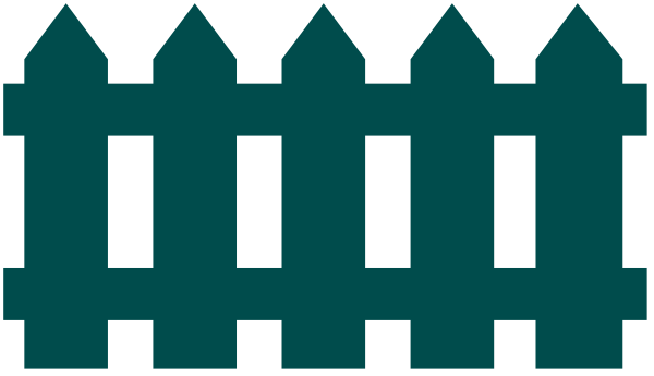 The image shows a pixelated depiction of a fence with pickets against an abstract background that resembles grass.