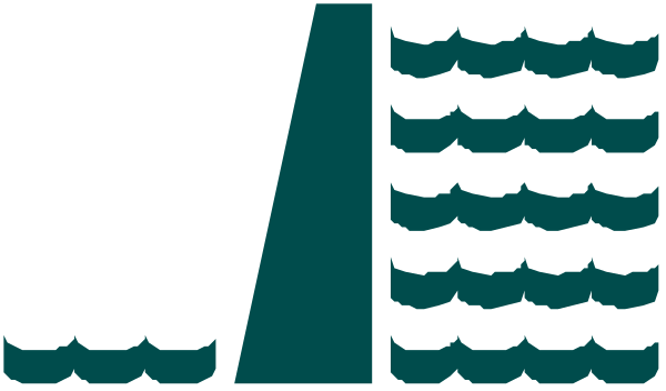 The image shows a logo with text that reads "76" on top of an abstract design resembling waves or ripples in blue against a white background at the bottom.