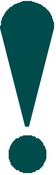 The image shows a stylized graphic of an exclamation mark with two dots below it on what appears to be a light grey background.