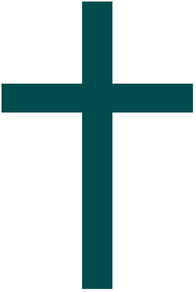 The image shows a cross with blue borders on a dark background within another square frame that has stripes of different shades in its corners.