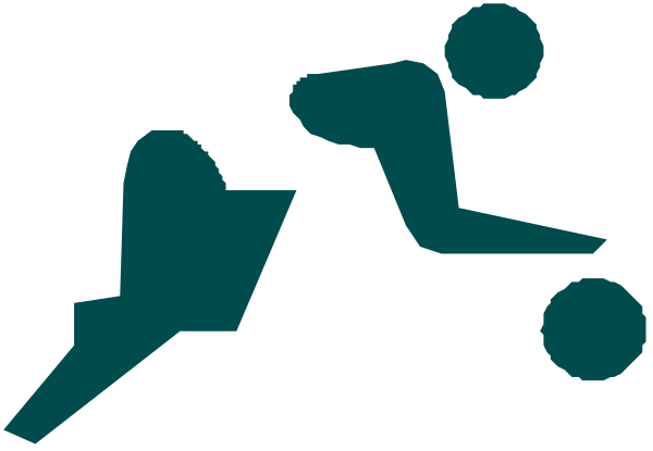 The image shows a stylized graphic of two athletes engaged in an activity that resembles swimming with their heads above water; one athlete is closer to us while the other appears further away.