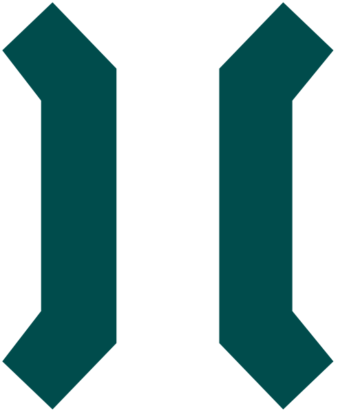 The image shows a logo with two vertical bars of different lengths forming an 'i' shape within what appears to be a square frame outlined by blue lines on either side; there is no text present in this clip-art representation.