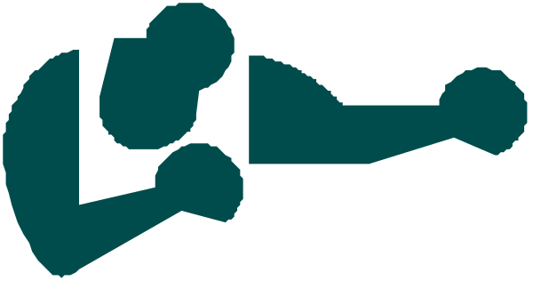 The image shows a stylized graphic of two figures that appear to be dancing with their arms raised above them; it is in black-and-white coloring.