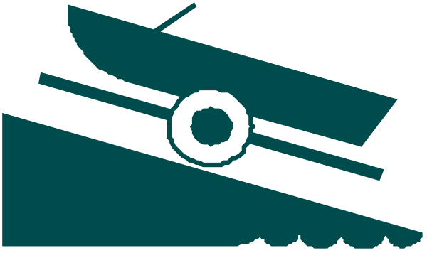 The image shows a stylized depiction of an ice cream cone with two scoops on top against a dark background; there is also what appears to be a small blue object resembling a boat in front of one end of the cone, and it has a white circle inside that could represent water or another substance.