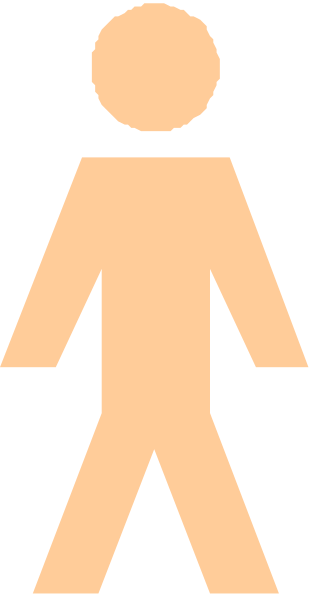 The image shows a simple line drawing of an iconic male figure walking on what appears to be a sidewalk next to some text that reads "MEN".