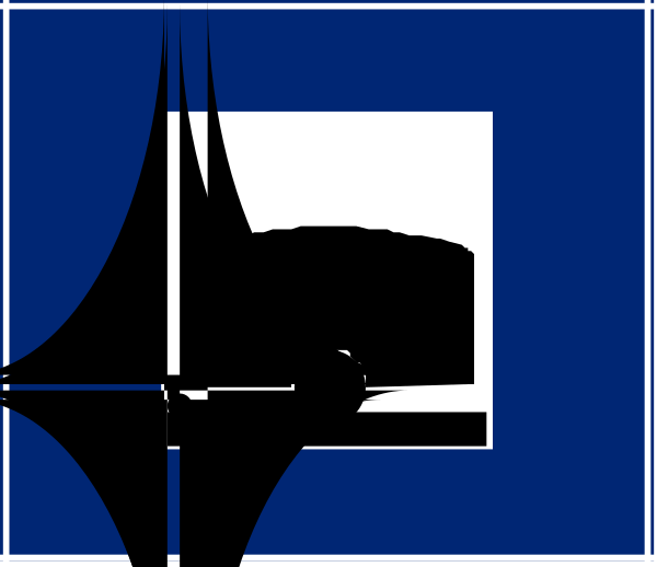 The image shows a blue square with two black squares inside it on top of each other; there is no text present in this clip-art picture.