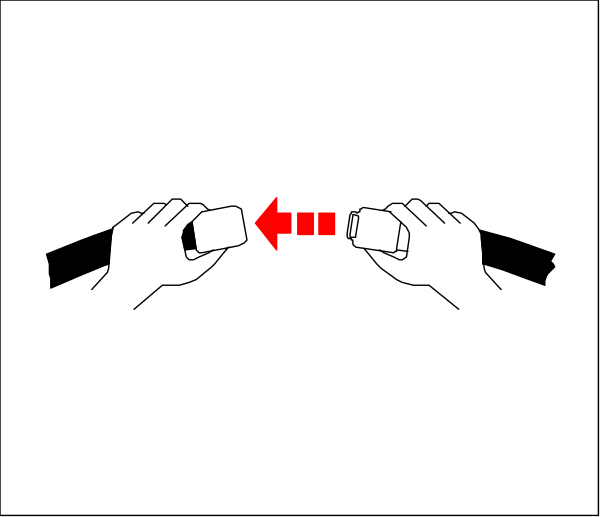 The image shows a simple black background with two white arrows pointing to each other; there is no text present within this small clip-art graphic.