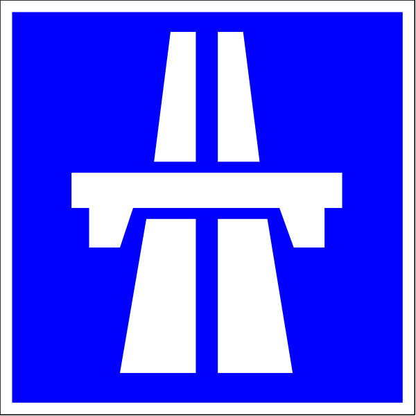 The image shows a blue highway sign with white text indicating directions to two different highways: "A1" on top left corner of the square-shaped sign and an arrow pointing right towards it; below that, there is another directional symbol for "M25," also in white but without any arrows.