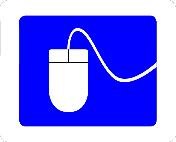 The image shows a computer mouse icon with an electrical cord connected to it on top of what appears to be a blue square background that resembles a power button symbolizing charging or connectivity features in software applications, next to which is another smaller graphic depicting two wires and possibly representing data transfer.