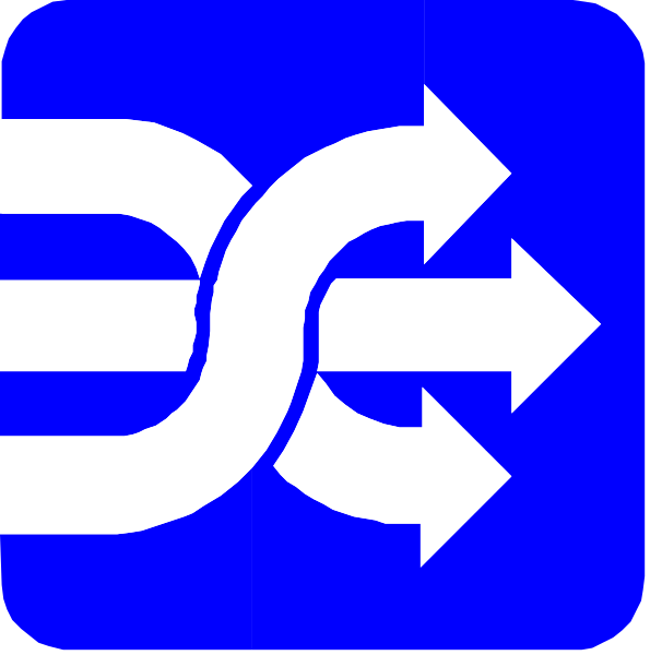 The image shows a blue sign with white arrows pointing to different directions indicating travel options such as airplane boarding passes, train tickets, bus routes, car rentals, etc., along with an icon of two people standing together and smiling at each other in front of it.