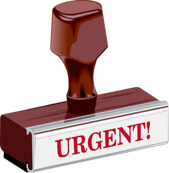 The image shows a red emergency button with an exclamation mark on it that says "urgent" next to two clip-art images of similar buttons labeled as urgent in different languages; one is English and the other appears to be another language, possibly French or German based on their script.