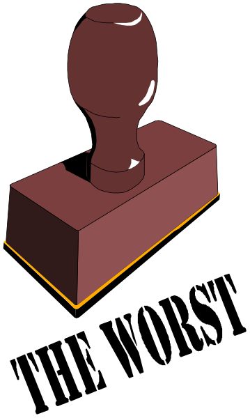 The image shows a red hammer with its head resting on top of an orange block that has two sides visible; it is set against a gray background.