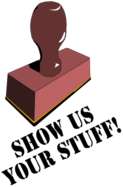 The image shows a red block with two sides visible against a black background; on top of it is an illustration of a brown vase in profile view facing leftward.