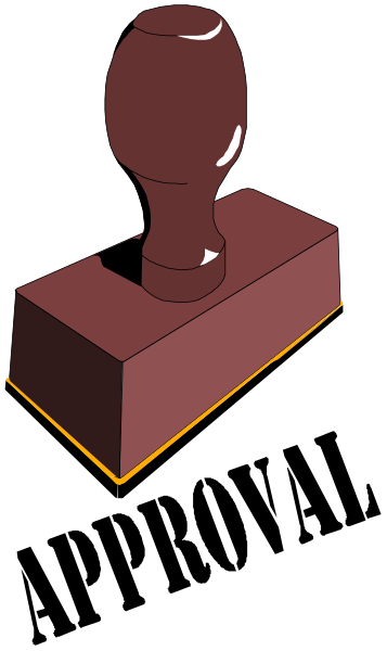 The image shows a red hammer with its head resting on top of a wooden block against an orange background.
