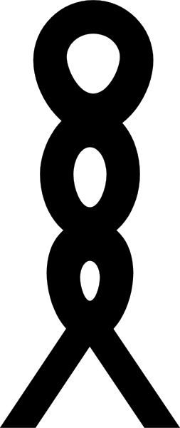 The image shows a black and white strip with three distinct sections: on the left side is an abstract pattern; at the center there's one small dot that stands out against its surroundings due to size difference compared to other dots in each section, which appear larger but less prominent than this central dot. On the right side of the image are two more black and white stripes with a similar design as on the left, featuring abstract patterns; however, these sections also contain three small circles that resemble eyes or bubbles floating above them at varying heights from top to bottom within each strip.