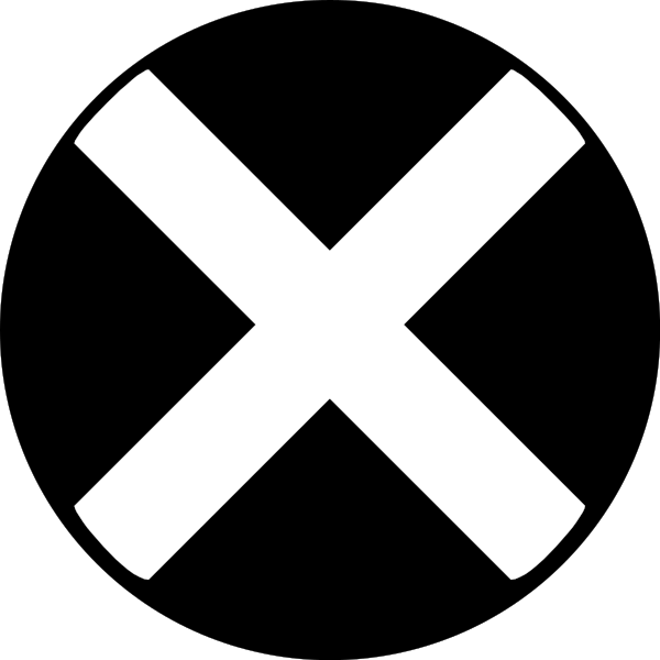 The image shows a black X on a white background with no additional context provided about its location within an environment or any other elements present in it.