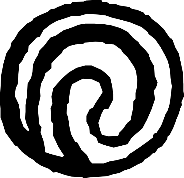 The image shows a black swirl logo with no additional elements visible within it.