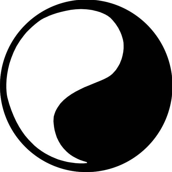 The image shows a black background with three white symbols: two cursive lowercase letters that resemble handwriting styles (one on each side) and one larger symbol in between them which appears to be an abstract, stylized representation of speech bubbles or clouds.
