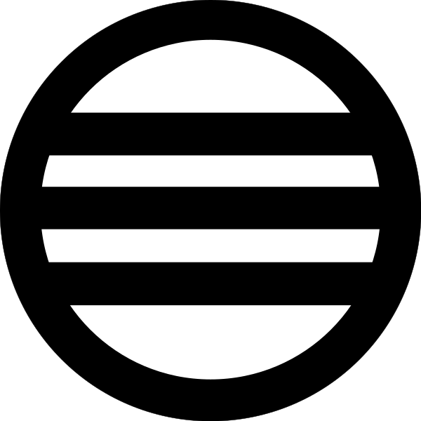 The black and white logo of a company with an abstract design resembling a stylized globe on top of two horizontal lines.