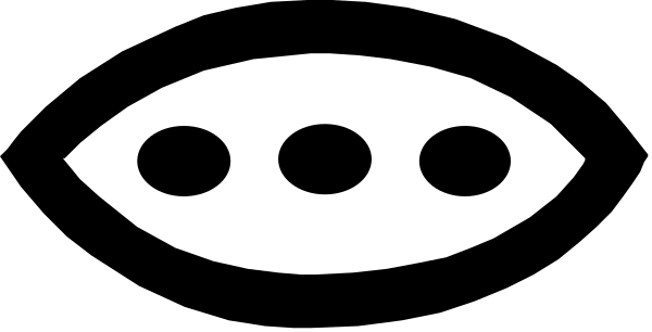 The image shows a black and white logo with an abstract design that resembles a stylized face on top of what appears to be two overlapping circles forming a sort of emblematic shape below it, set against a grey background.