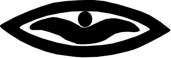 The image shows a black and white abstract design with various shapes that resemble planets orbiting around each other within an oval frame.