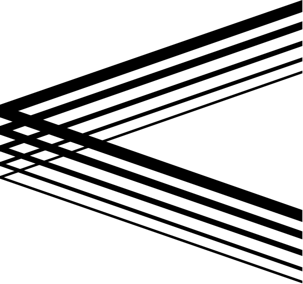 The black and white photo shows a simple graphic of two rectangles with rounded corners connected by straight lines to form an abstract shape resembling a stylized letter 't'.