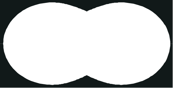 The image shows a black silhouette of three circles with different shapes inside them against an indistinct background.