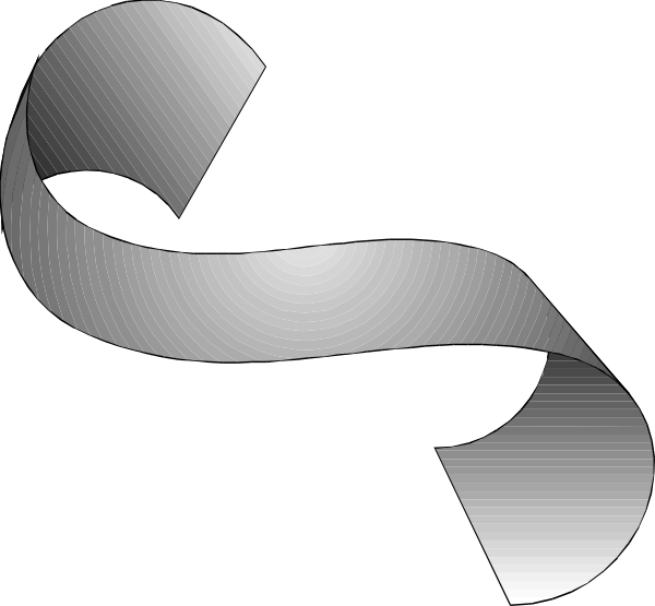 The image shows a black and white illustration of two curved lines forming an abstract shape that resembles a stylized letter 'S'.