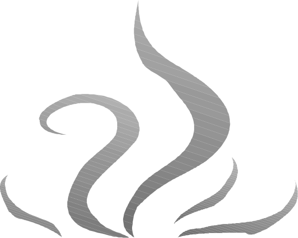 The image shows a stylized black and white graphic of swirling flames with curved lines resembling fire above them on what appears to be an abstract background.