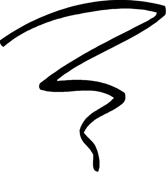 The black and white photo shows a simple line drawing of three vertical lines with varying lengths against an empty background.